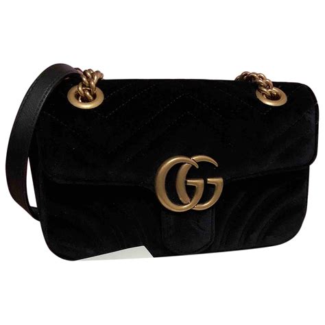 velvet gucci bag sale|Gucci black velvet marmont bag.